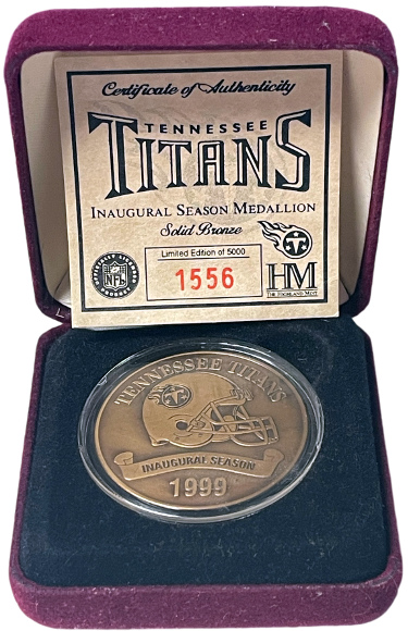 1999 Tennessee Titans Official Highland Mint Solid Bronze Game Coin NFL Inaugural Season (Rare-NEW)