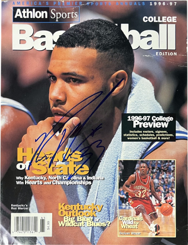 Ron Mercer signed 1996-97 Athlon Sports College Preview Magazine- imperfect- COA (Kentucky Wildcats)