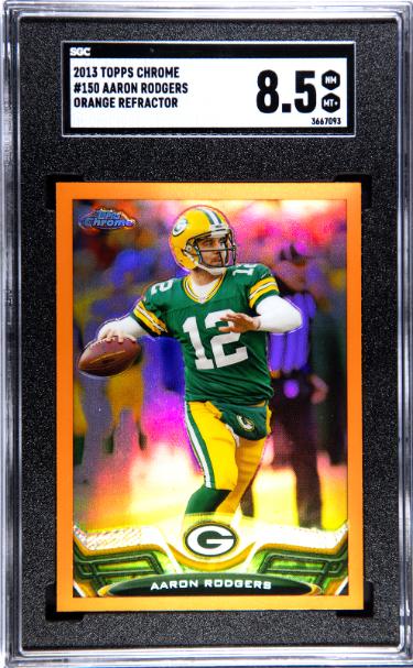 Aaron Rodgers 2013 Topps Chrome Orange Refractor Card #150- SGC Graded 8.5 NM-MT (Green Bay Packers)