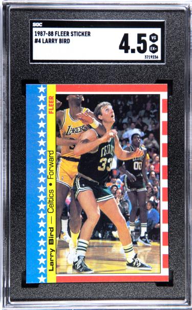 Larry Bird 1987-88 Fleer Sticker/Card #4- SGC Graded 4.5 VG-EX+ (Boston Celtics/HOF)