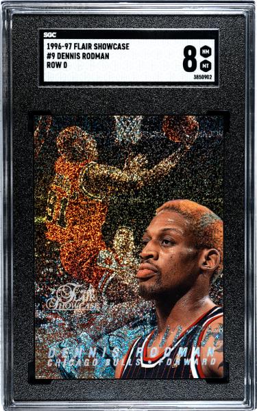 Dennis Rodman 1996-97 Flair Showcase Row 0 Card #9- SGC Graded 8 NM-MT (Chicago Bulls/HOF)