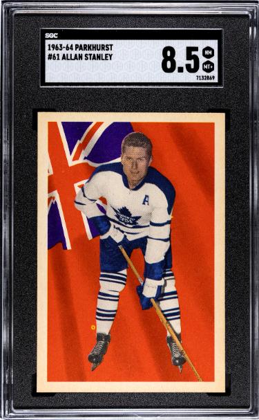Allan Stanley 1963-64 Parkhurst  NHL Card #61- SGC Graded 8.5 NM-MT+ (Toronto Maple Leafs)