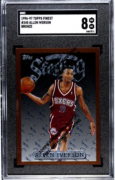 Allen Iverson 1996-97 Topps Finest Bronze Rookie Card (RC) #240- SGC Graded 8 NM-MT (Philadelphia 76ers/HOF)