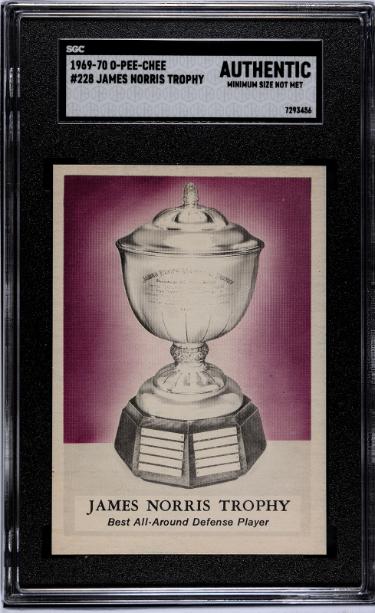 1969-70 O-Pee-Chee James Norris Trophy NHL Card #228- SGC Slabbed Authentic (Minimum Size Not Met)