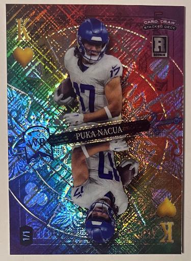 Puka Nacua 2023 Wild Card 5 Card Draw King of Hearts Rookie Card (RC) #DK-PN Rainbow Mirror 1 of 1