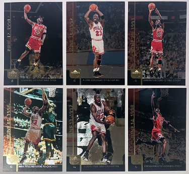 1999 Upper Deck Gatorade Jumbo Michael Jordan Gold Script Foil 6 Card Set complete MJ1-MJ6