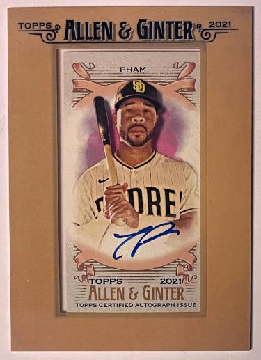 Tommy Pham 2021 Topps Allen & Ginter Mini Framed On Card Auto #FMA-TP (San Diego Padres)