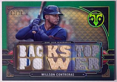 Wilson Contreras 2022 Topps Triple Threads Relics Emerald Card #TTR-WC2- /18 (Chicago Cubs)