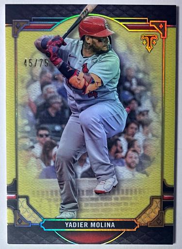 Yadier Molina 2022 Topps Triple Threads Citrine Card /75 #21 (St. Louis Cardinals)