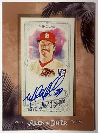 Miles Mikolas 2018 Topps Allen & Ginter Mini Framed Rookie (RC) On Card Auto #MA-MMI (St. Louis Cardinals)