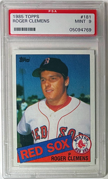 Roger Clemens 1985 Topps Rookie Baseball Card #181- PSA Graded 9 Mint (Boston Red Sox)