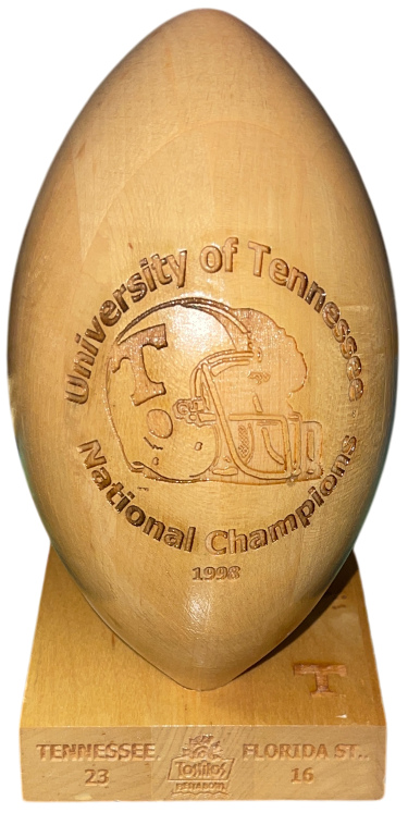 Grid Works 1998 Tennessee Volunteers National Championship Laser Etched Wood Decorative 8x4 NCAA Football - Like New