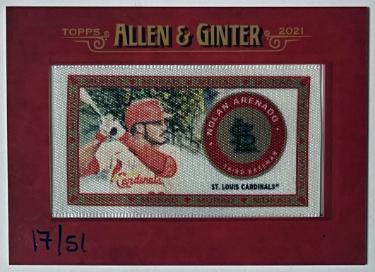 Nolan Arenado 2021 Topps Allen & Ginter Murad Mini Framed Cloth Card- /51 (St. Louis Cardinals)