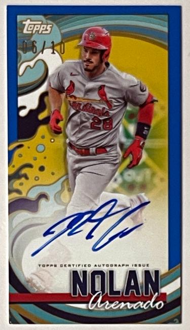 Nolan Arenado signed 2022 Topps Rip Mini Blue On Card Auto #TRA-NA- /10 (St. Louis Cardinals)
