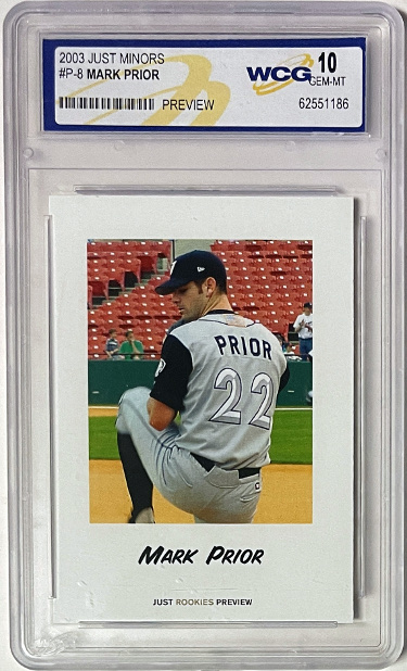Mark Prior 2003 Just Minors Rookies Preview Card (RC) #P-8- WCG Graded 10 Gem Mint (Chicago Cubs)