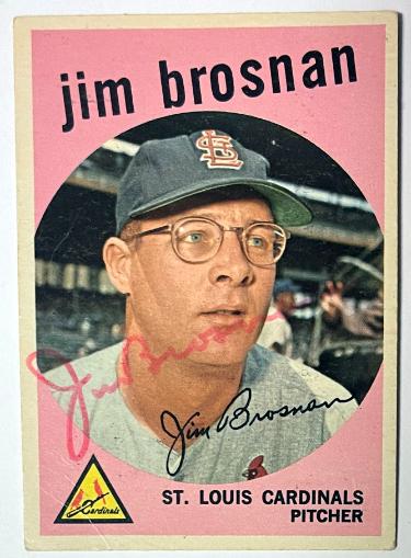 Jim Brosnan signed 1959 Topps On Card Auto #194- COA (St. Louis Cardinals)