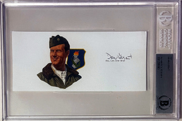 Donald Strait signed 6.5x3 cut signature w/ Image BAS/Beckett Encapsulated (WWII/Korean War/Double Ace Pilot 13.5 Kills)
