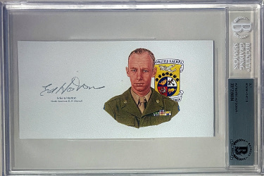 Edwin Horton signed 6.5x3.5 cut signature w/ Image BAS/Beckett Encapsulated (WWII/Doolittle Raiders/B-25 Mitchell)