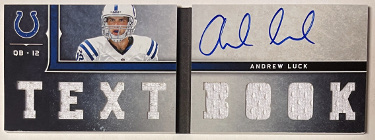 Andrew Luck signed 2012 Panini Playbook Textbook Jersey Rookie On Card Auto Book #1- /99 (Indianapolis Colts)