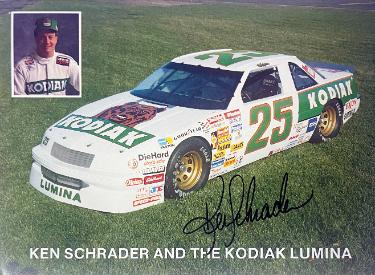 Ken Schrader signed NASCAR #25 1992 Kodiak Lumina 7 3/8 x 10 Photo- COA