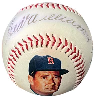 Ted Williams signed Fotoball USA MLB Baseball- /1000- COA (light sig/Boston Red Sox)