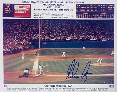 Nolan Ryan signed Texas Rangers MLB Licensed 7th No Hitter 8x10 Photo- Nolan Ryan Foundation COA (HOF/7 No-Hitters)