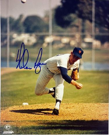 Nolan Ryan signed New York Mets MLB Licensed 8x10 Photo- Nolan Ryan Foundation COA (HOF/7 No-Hitters)