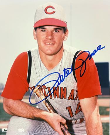 Pete Rose signed Cincinnati Reds MLB Licensed 8x10 Photo- Tuff Stuff LOA (HIT KING/4256)