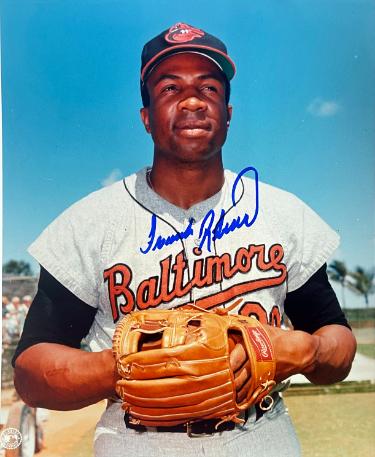Frank Robinson signed Baltimore Orioles MLB Licensed 8x10 Photo imperfect- COA/Show Ticket (HOF/TC)
