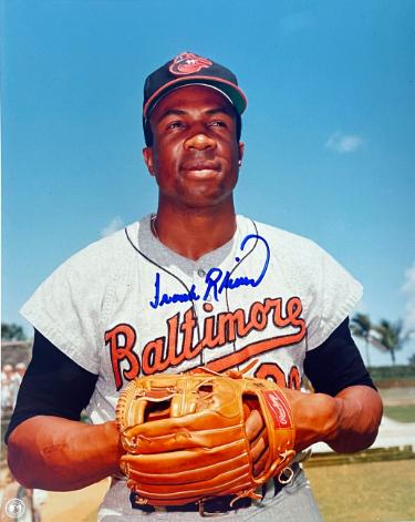 Frank Robinson signed Baltimore Orioles MLB Licensed 8x10 Photo- Tuff Stuff COA (HOF/TC)