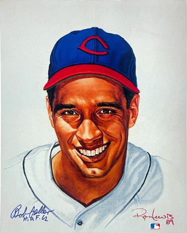 Bob Feller signed Cincinnati Reds MLB Licensed Ron Lewis 89 8x10 Photo HOF 62- COA/Show Ticket