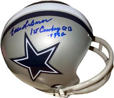 Eddie LeBaron signed Dallas Cowboys Riddell TB 2-Bar Mini Helmet 1st Cowboys QB 1960- CSA Hologram/Show Ticket