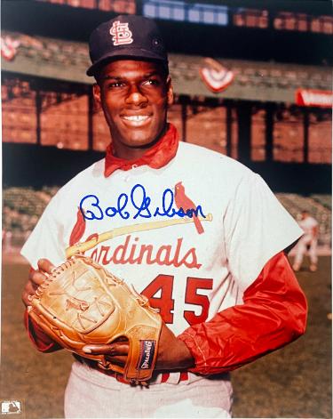 Bob Gibson signed St. Louis Cardinals MLB Licensed 8x10 Photo imperfect- Tuff Stuff COA/Show Ticket
