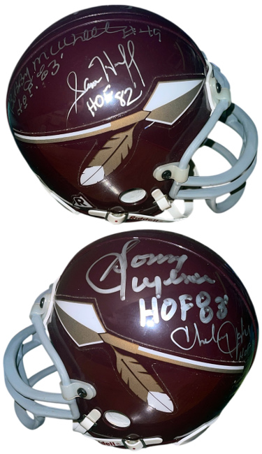 Washington Greats signed Riddell TB NFL Authentic Mini Helmet- 4 sigs- Sonny Jurgensen/Sam Huff/Charley Taylor/Bobby Mitchell- B