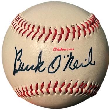 Buck O'Neil signed Baden Negro League Museum Logo Baseball- COA (KC Monarchs/HOF/Chicago Cubs)