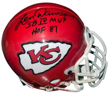 Len Dawson signed Kansas City Chiefs Riddell NFL Authentic Mini Helmet dual SB IV MVP/HOF 87- COA