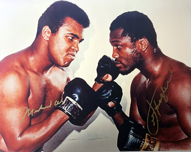 Muhammad Ali & Joe Frazier Dual Signed 16x20 Boxing Photo- Beckett/COA/Pics (Color Face To Face Head Pose)