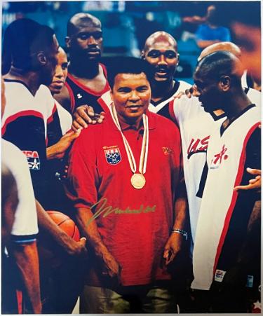 Muhammad Ali signed 1996 Olympics Gold Medal 16x20 Photo  Beckett Rev/COA/Photo (Team USA Basketball Team)