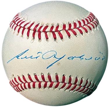 Luis Aparicio signed ROAL Rawlings Official American League Baseball minor tone spots- COA (White Sox/Orioles/Red Sox)