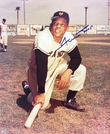 Willie Mays signed New York Giants Vintage MLB Licensed 8x10 Photo- The Score Board COA