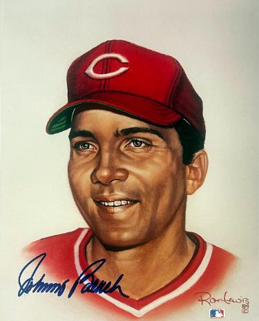 Johnny Bench signed Cincinnati Reds MLB Licensed Ron Lewis 89 8x10 Photo- /5000- Tuff Stuff COA