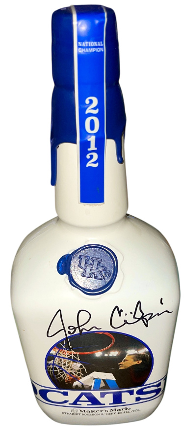 John Calipari signed 2012 UK Kentucky Wildcats National Championship Makers Mark Commemorative Bottle Beckett Review