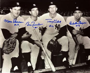 Moose Skowron/Bobby Richardson/Tony Kubek/Clete Boyer signed New York Yankees B&W 8x10 Photo- COA
