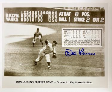 Don Larsen signed New York Yankees Perfect Game 8x10 Photo imperfect- COA/CSA Show Ticket