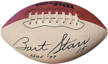 Bart Starr signed Official Wilson NFL WP Leather Football w/HOF '77 Rozelle Beckett Review (HOF/Green Bay Packers)