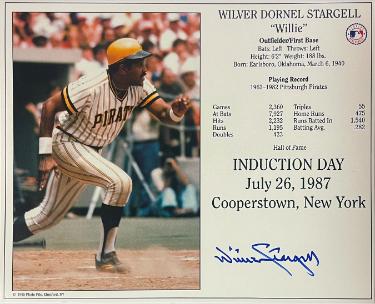 Willie Stargell signed Pittsburgh Pirates MLB Licensed Hall of Fame Induction Day 8x10 Photo/Card- Tuff Stuff COA