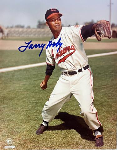 Larry Doby signed Cleveland MLB Licensed 8x10 Photo imperfect- COA/CSA Show Ticket