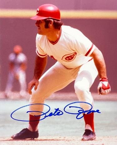 Pete Rose signed Cincinnati Reds MLB Licensed 8x10 Photo- COA (HIT KING/4256)