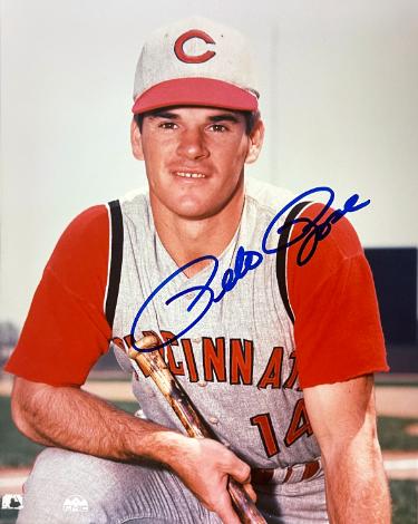 Pete Rose signed Cincinnati Reds MLB Licensed 8x10 Photo imperfect- Tuff Stuff LOA (HIT KING/4256)