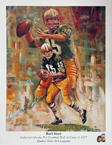 Bart Starr Signed Green Bay Packers 9.5x11 Lithograph (Quaker State Promo)– Beckett (HOF) Bart Starr Signed Green Bay Packers 9.5x11 Lithograph (Quaker State Promo)– Beckett (HOF)